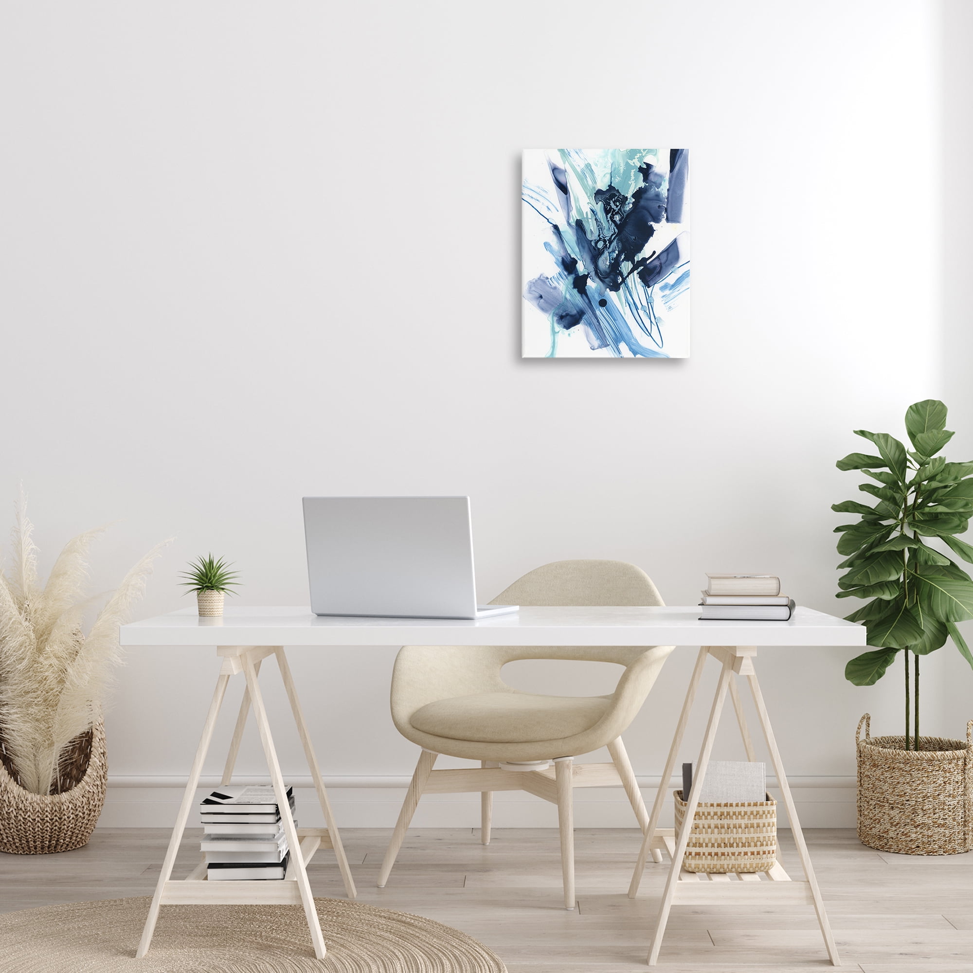 Stupell Industries Restless Blue Splash Abstract Painting Gallery Wrapped Canvas Art Print Wall Art, 16 x 20