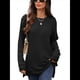 thumbnail image 3 of Camiseta Holgada de Larga con Cuello Redondo y Estampado Geométrico de Jacquard para Mujer, Ropa de Invierno 2025 Negro XL, 3 of 10