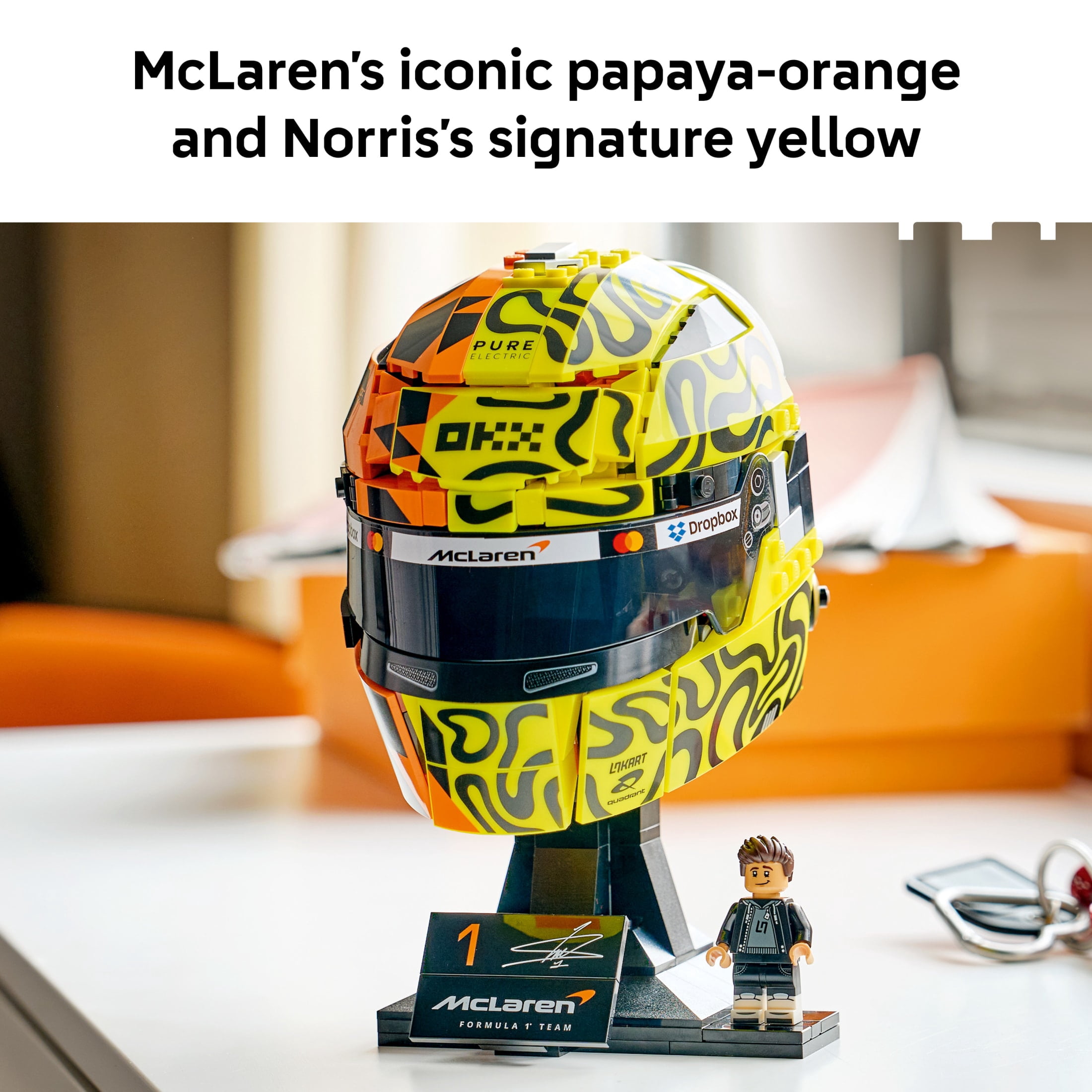 LEGO Editions McLaren Mastercard F1 Team Lando Norris Helmet - Building Set for Adults, Ages 18+ - F1 Bedroom, Office or Shelf Decor for Fans - Gift for Men & Women - 43023