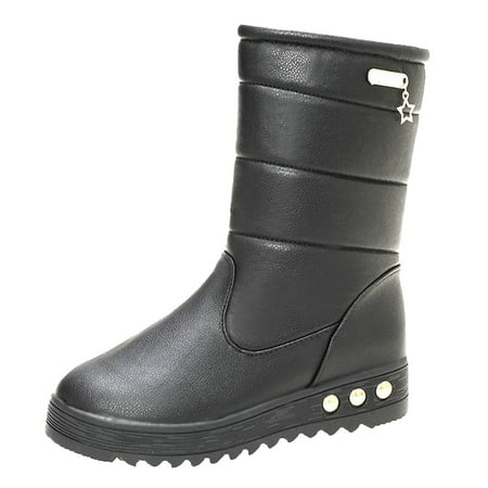 

nsendm Fashion Boots for Women Mid Calf Dressy Boots Shoes Warm Middle Winter Wide Calf Thigh High Boots for Women Shoes Black 8