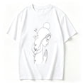 thumbnail image 2 of Womens Graphic Tees Short Sleeve T Shirts | Cotton Loose Casual Tops for Teen Girls, Vintage Minimalist Line Drawing Woman Portrait Graphic T-shirts, 2 of 5