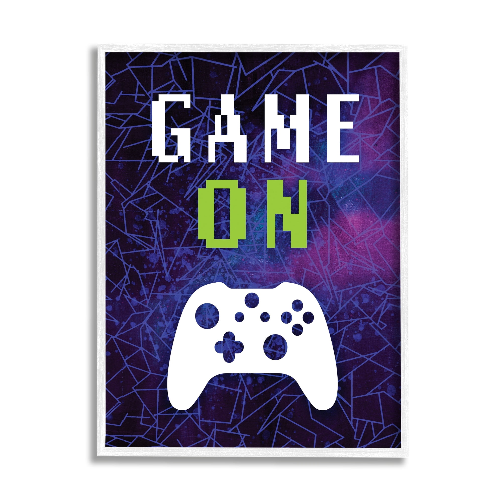 Stupell Industries Game On Bold Geometric Pattern Gaming Controller Graphic Art White Framed Art Print Wall Art, Design by Victoria Barnes