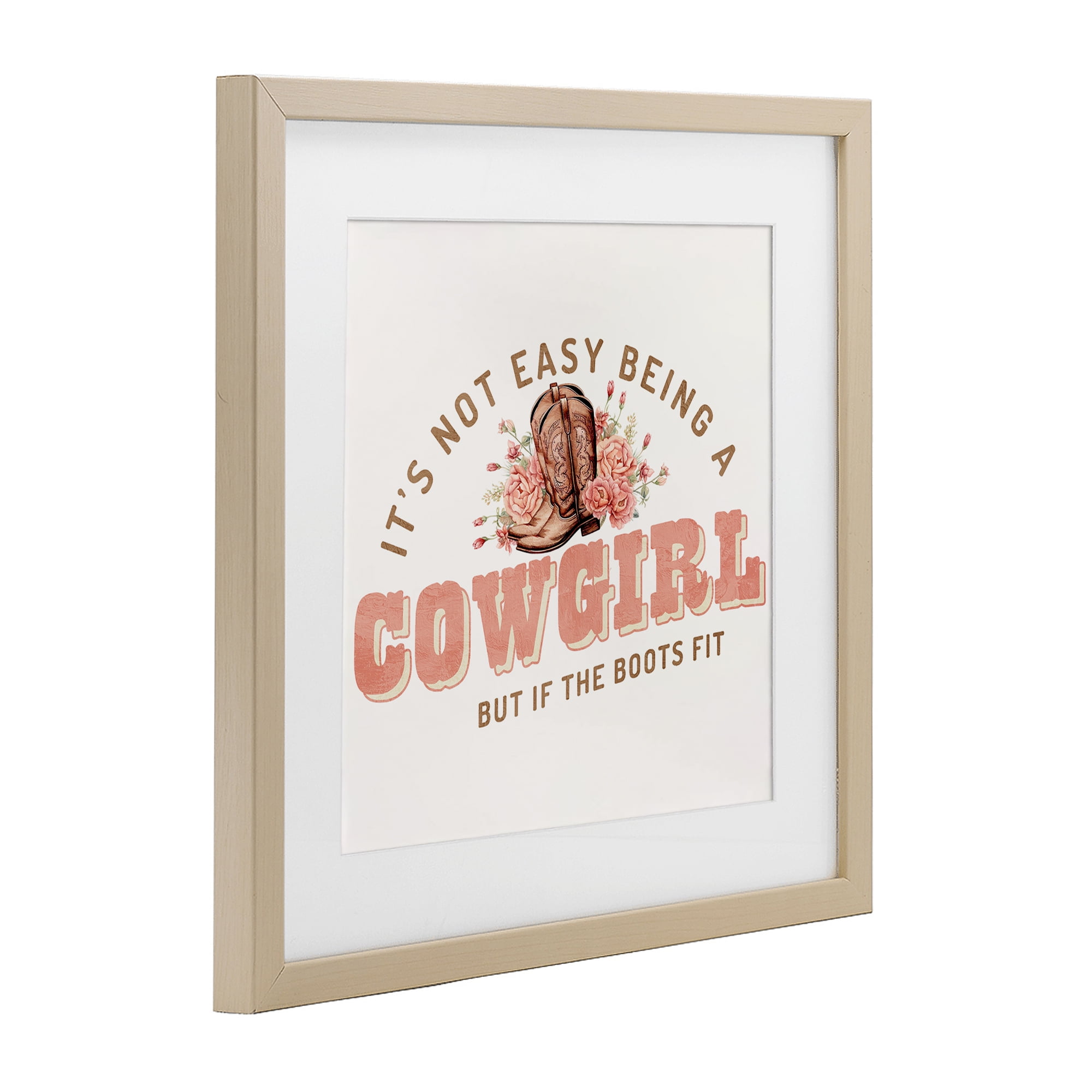 Not Easy Being Cowgirl Birch Framed Print Under Glass, design by Kim Allen