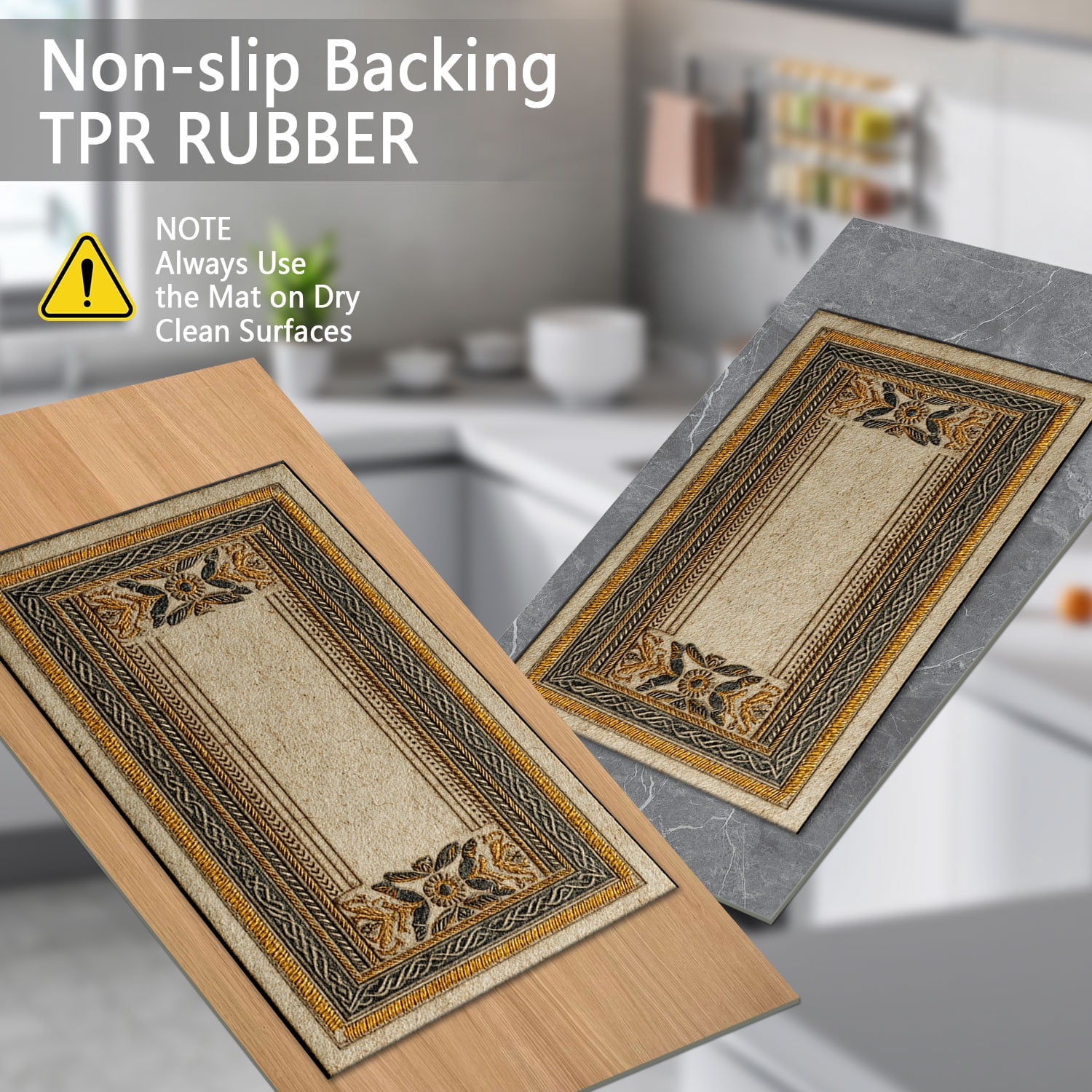 3 Piece Kitchen Rug Set, Non-Slip And Washable, Abstract Pattern Kitchen Hallway Rug, Soft And Comfortable, Suitable For Sinks, Floors, Entrances, Hallways and Bathrooms