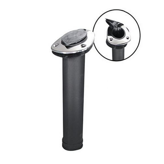 Pactrade Marine Boat Pontoon Kayak 30 Degree Plastic Rod Holder Flush Mount SS 304 Cover with Black Lid