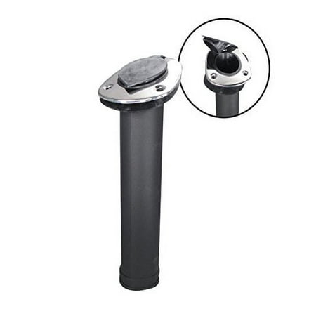 Pactrade Marine Boat Pontoon Kayak 30 Degree Plastic Rod Holder Flush Mount SS 304 Cover with Black Lid