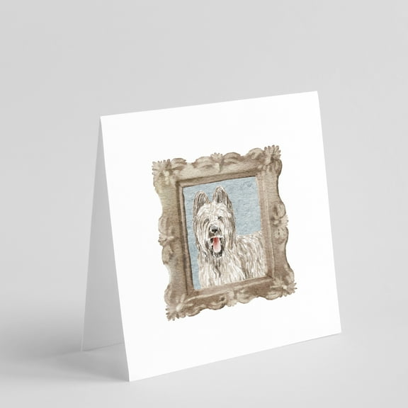 Briard Tawny Smile Square Greeting Cards and Envelopes Pack of 8 5 in x 5 in