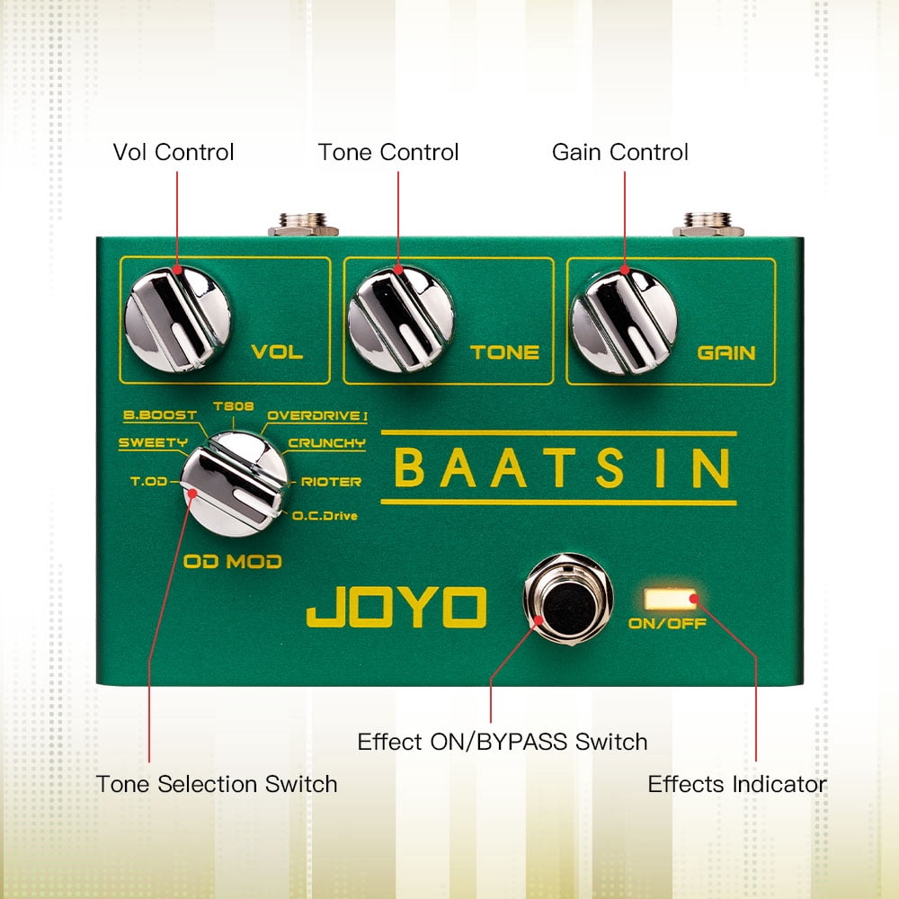 JOYO R-11 8 in 1 Overdrive Distortion Guitar Effect Pedal Classic Sounds True Bypass