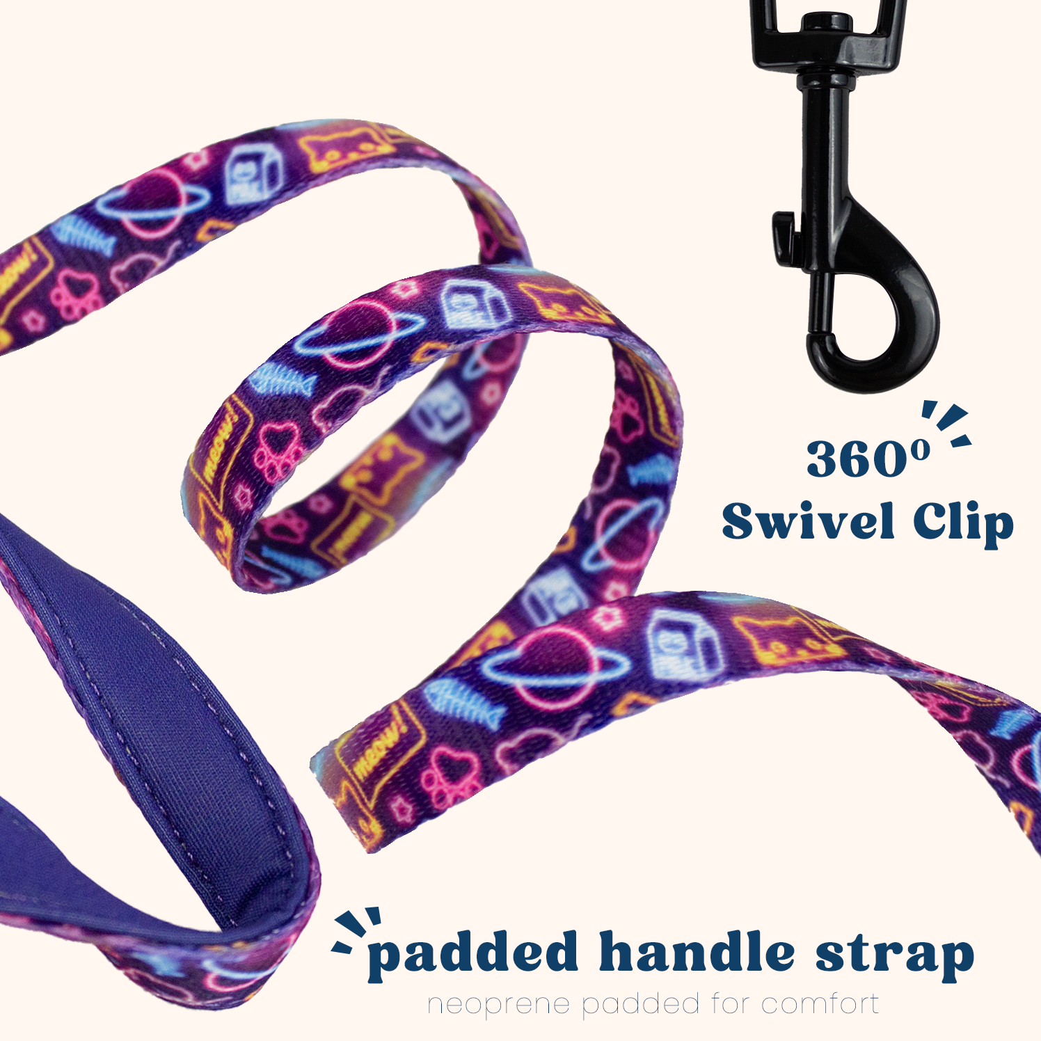 Petgrove Cat Harness and Leash Set Combo Escape Proof for Walking, Neon Nights, Small