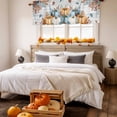 thumbnail image 3 of Harvest Pumpkin Valances for Windows, 42 x 18in, Fall Thanksgiving Orange Blue Leaf Wood Texture Rod Pocket Kitchen Valance Curtain Light Filtering Window Treatments for Living Room Bedroom, 1 Panel, 3 of 7