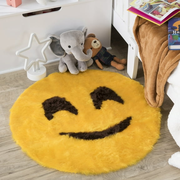 Emoji Rug Soft and Cute - Perfect for Children - Made in France - Smiley Face