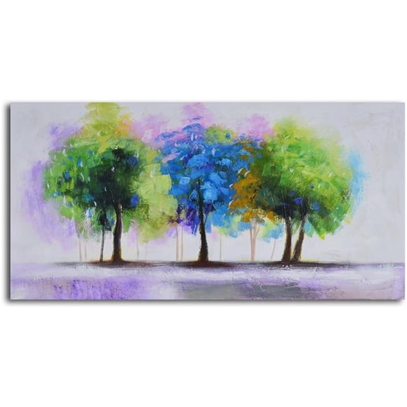 Omax Decor A 0106 27 x 54 Po. Art sur Toile Peint à la Main, Bleu et Vert