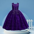thumbnail image 3 of MHZLDYZ Girls' Dresses Flowers Little Girls Tulle Lace Wedding Party Dress for Kids formal Birthday Princess Pageant Prom Maxi Gown Girls' Dresses Toddler Spring Dress(Purple,160), 3 of 8