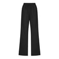 thumbnail image 4 of Linen Pants Women Summer 2026 Casual High Waisted Drawstring Pant Cotton Straight Wide Leg Lounge Trousers with Pockets, 4 of 5
