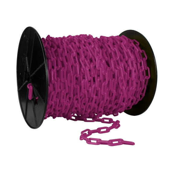 1.5 Inch x 200 Feet Magenta Plastic Safety Chain Reel
