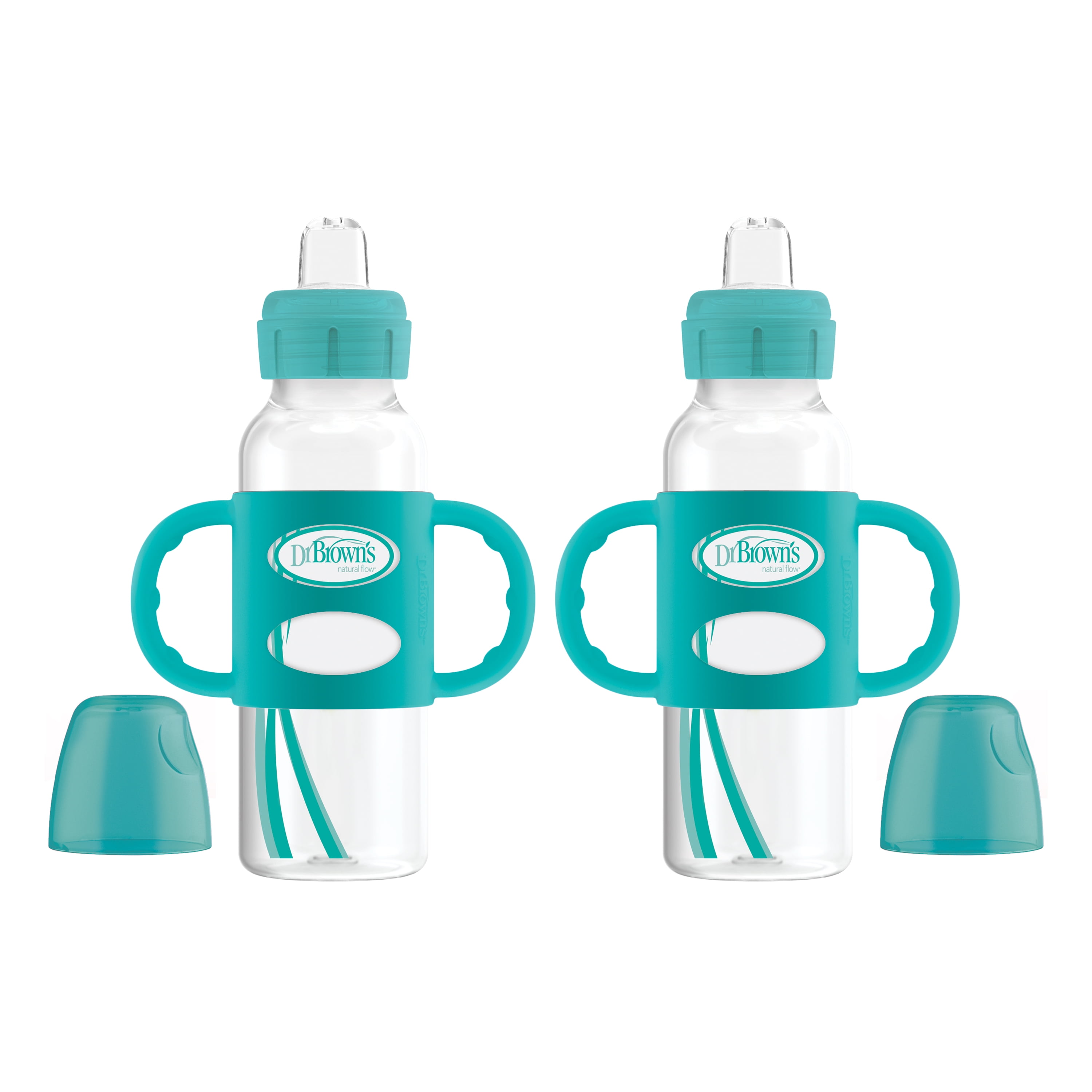 Brown'S Sippy Spout Baby Bottle With 100% Soft Silicone Handle Blue 8 Ounce Dr 