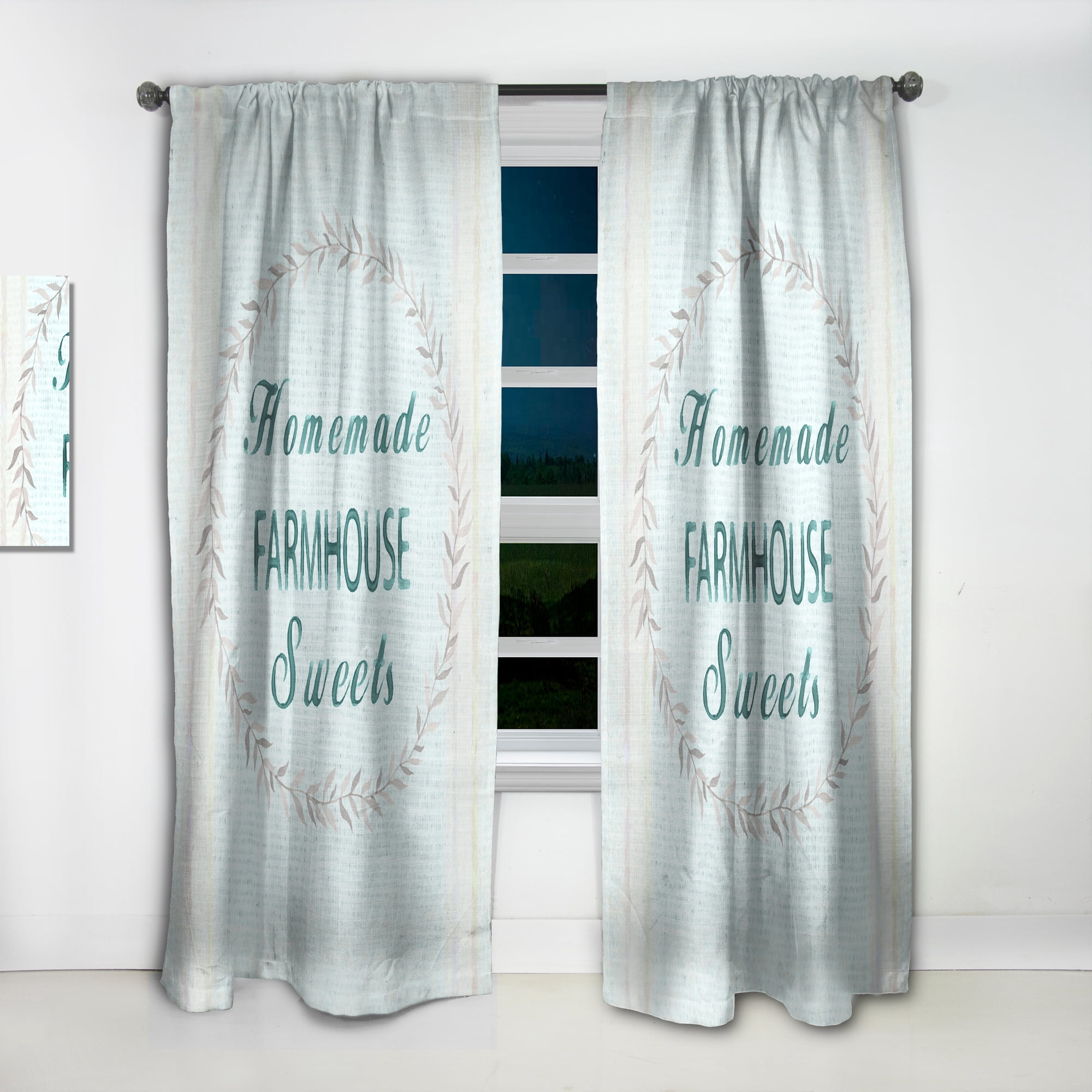 Designart 'Farmhouse Quote On Florals X' Farmhouse Curtain Panel