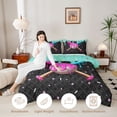 thumbnail image 3 of Erosebridal Mint Dripping Black Grid Pink & Cyan Baseball & Bat Graphic Full Size Comforter Sets 3 Pieces, Sport Graphic Bedding Sets for Girls Kids,Black Reversible,Luxury Bedroom Decor, 3 of 6