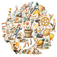 thumbnail image 1 of Hand-Drawn Stationery Stickers Construction Kids Stickers Toy Building Site Stickers for Laptops Notebooks Suitcases, 1 of 5