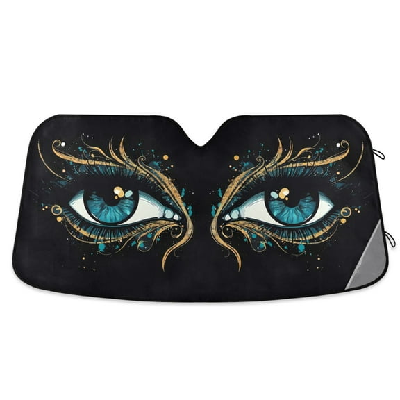 ALAZA Funny Eyes Windshield Sun Shade Car Foldable Visor Block UV Rays Protector 55"x27.6"