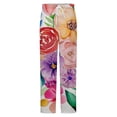 thumbnail image 5 of Floral Watercolor Bouquet Winter Female Pants Flannel High Waist Women Pants Lady Warm Straight Leg Plush Trousers, 5 of 7