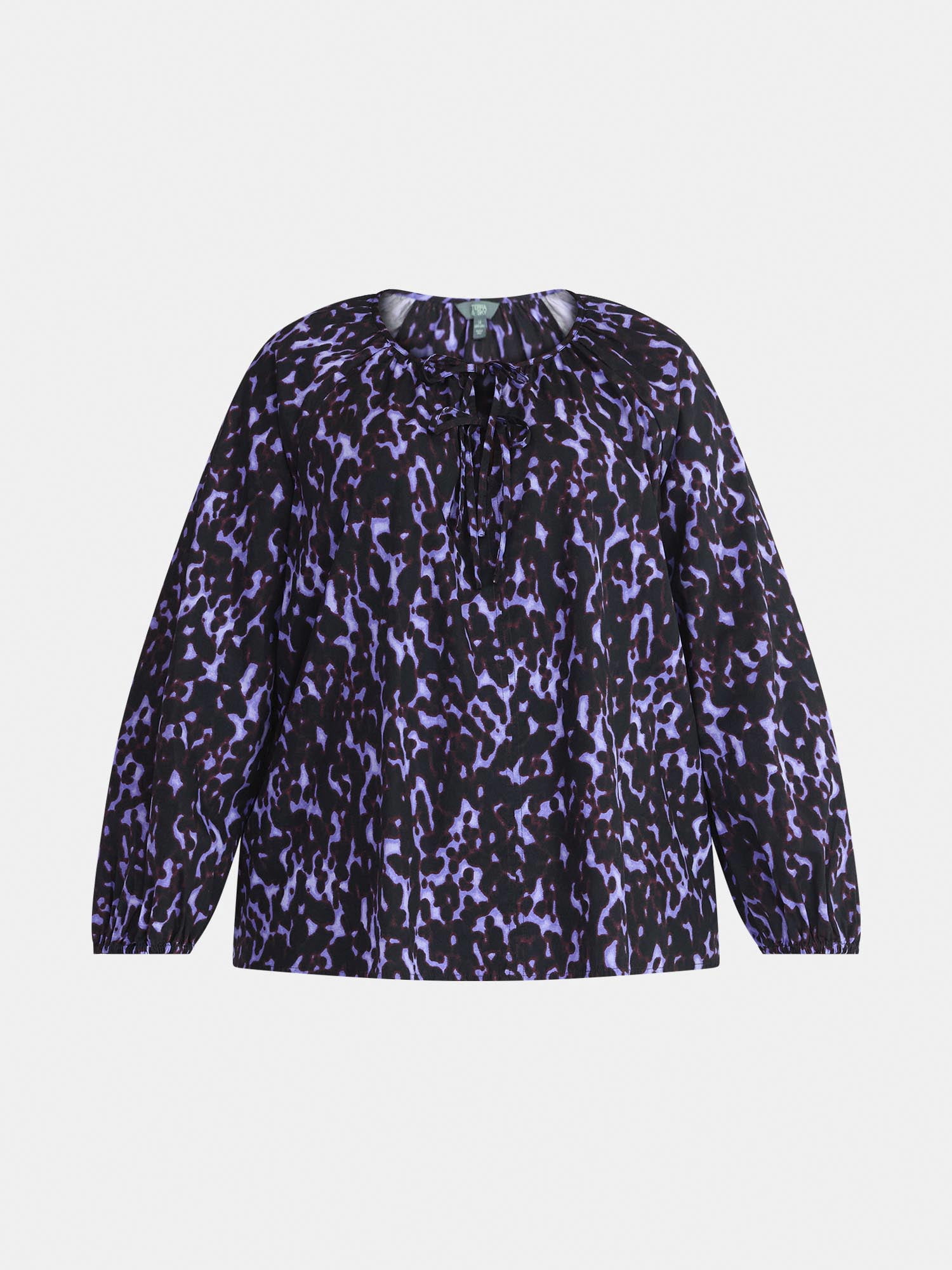Terra & Sky Women's Plus Size Tie Front Blouse with Long Sleeves, Sizes 0X-4X