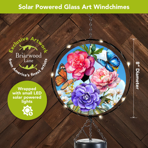 Briarwood Lane Butterflies and Peonies Illuminated Wind Chime