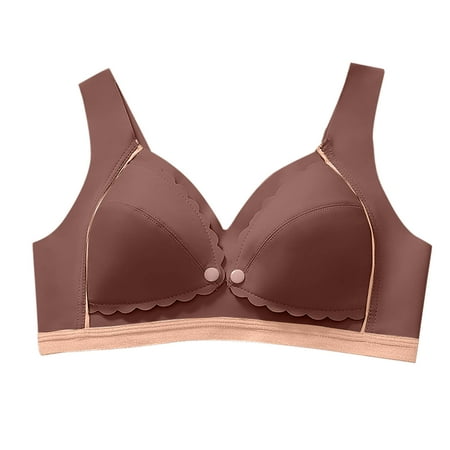 Gnurob Womens Nursing Bras for Breastfeeding Wavy Seamless Maternity Bralette Front Closure Bralettes Wireless Pregnancy Sleep Bra with Support Clearance Saving Coffee 34
