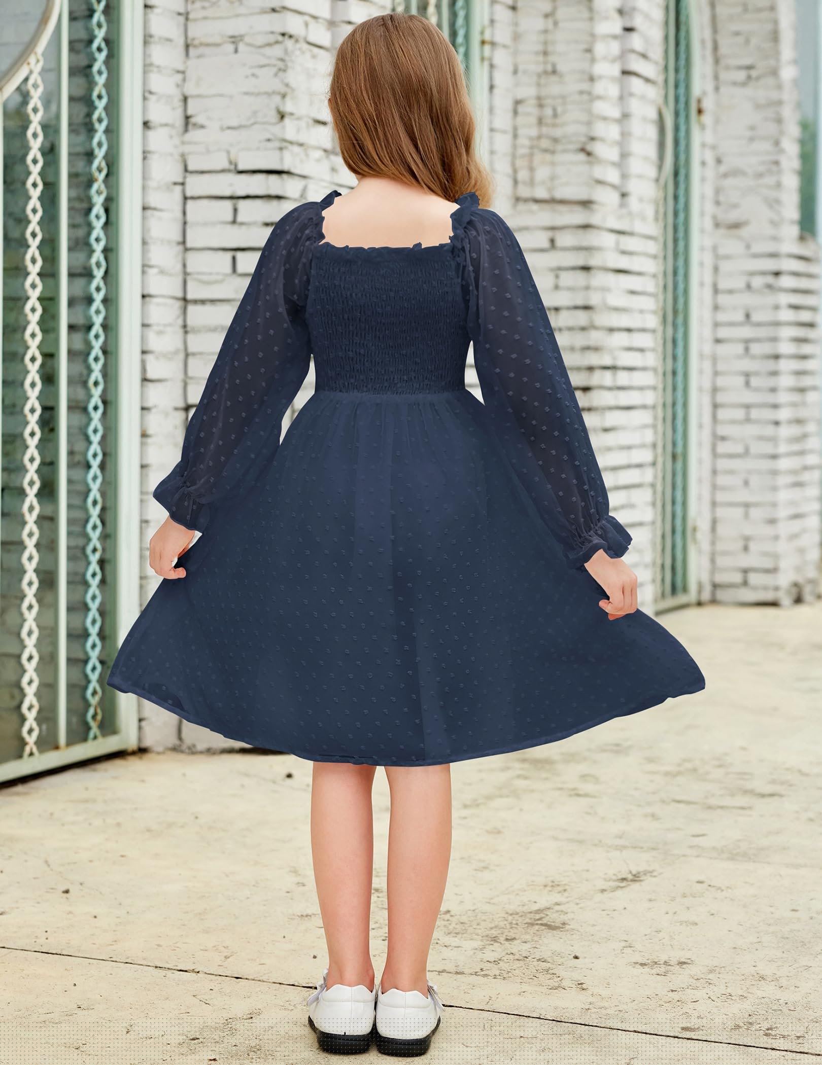 thumbnail image 2 of Arshiner Girl Tulle Dress Winter Long Sleeve Teen Girls Party Casual Dresses, 2 of 6
