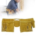 thumbnail image 2 of WHEANG Tool Bag Leather Tool Belt Quick Release Buckle Carpenter Construction Work Apron Tool Storage Belt Practical Wear Storage Bag Suitable for Various Places One Size Yellow, 2 of 9