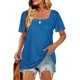 thumbnail image 3 of SAYOO Blusa de verano para mujeres, impresión de color sólido / raya SAYOO moda, 3 of 7