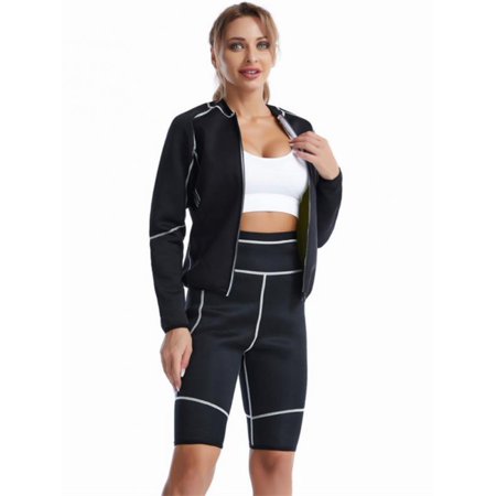 

SUPERHOMUSE Women Large Size Ladies Abdomen Loss Sauna Shirt Neoprene Top Workout Body Shaper Slimming Training Suit