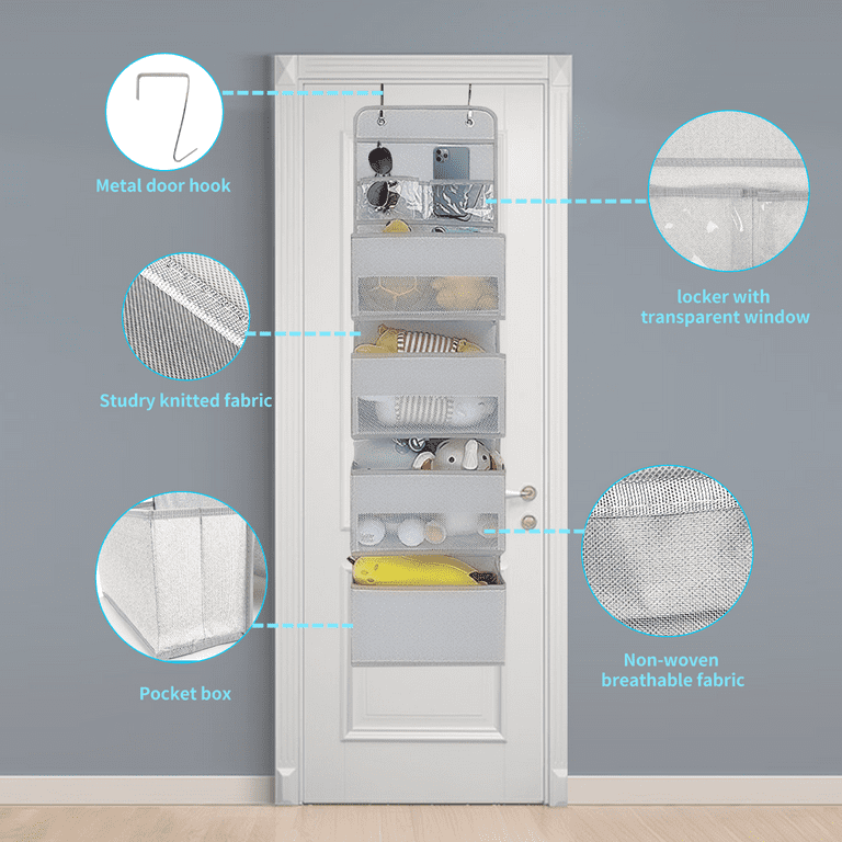 Over the Door Organizer, Back of Door Hanging Shelf Storage, Hanging  Shelves Closet Organizer with 4 Large Clear Pockets, Dual-use Hanging or  Wall Mount Diaper Toy Storage Bag for Nursery, Dorm 