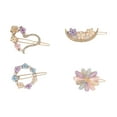thumbnail image 1 of 4 Piezas de Clips para el Cabello con Flores de Moda y Corazón para Niñas en Tonos Dorados, Morados y Rosas, 1 of 3