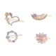 thumbnail image 1 of 4 Piezas de Clips para el Cabello con Flores de Moda y Corazón para Niñas en Tonos Dorados, Morados y Rosas, 1 of 3