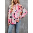 thumbnail image 3 of Abstract Print High Neck Shirt, Pink, Small, 3 of 5