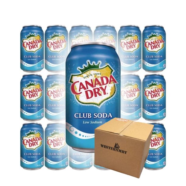 Canada dry club soda sparkling seltzer water, 12 fl oz, 18 cans, total