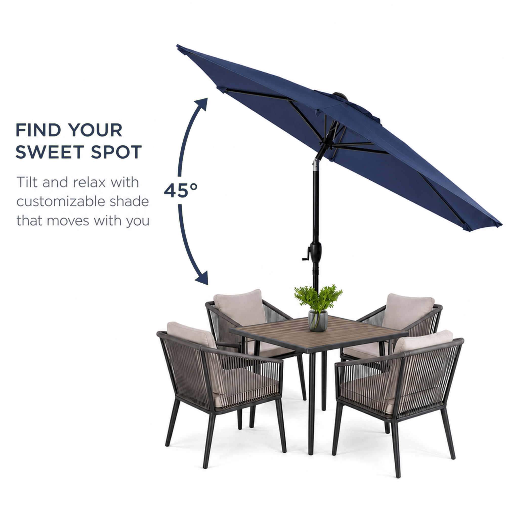 Leumius 10FT Patio Umbrella,Outdoor Market Yard Umbrella, Sun Shade Umbrella with Push Button Tilt and Crank Mechanism for Garden, Deck, Pool and Backyard, Not Include Umbrella Base,Blue
