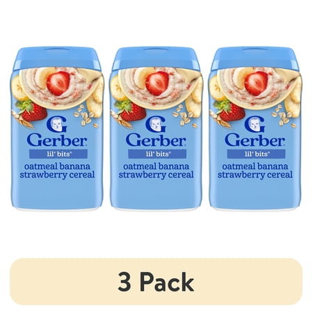 (3 pack) Gerber Stage 3 Baby Food, Oatmeal Banana Strawberry Cereal, Baby Oatmeal Cereal 8 oz