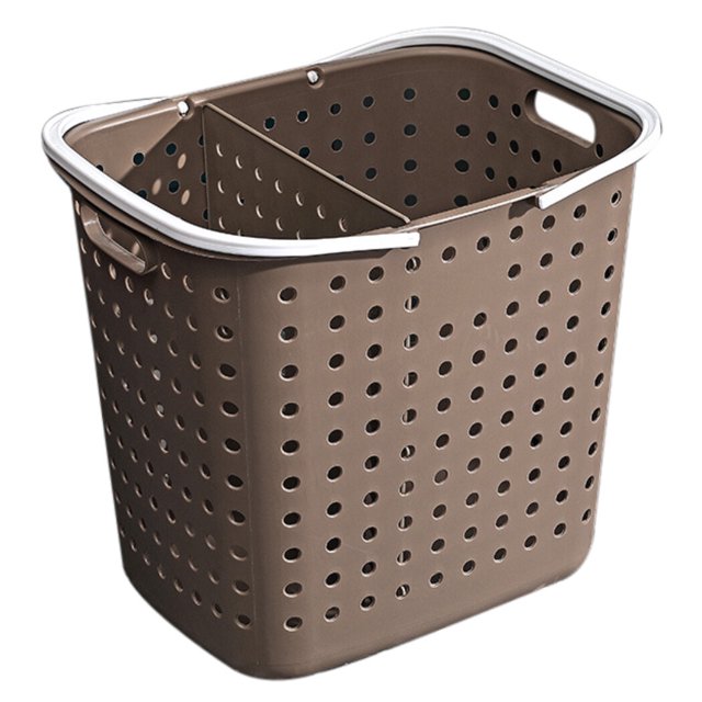 Cesto para la colada, cesto grande de plástico portátil para ropa, cubo para lavar con divisor