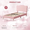 thumbnail image 2 of Rosa tamaño individual - xl forrado platform marco de cama para para niños con cute bouclé velvet cabecero, no box spring required, easy to assemble y durable design, 2 of 7