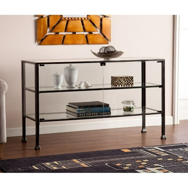 Southern Enterprises Terrarium Display Console Table in Black Walmart