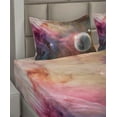 thumbnail image 6 of Ambesonne Pink Fitted & Top Sheet Set with Shams, Frozen Planet Nebula, Pink, 6 of 8