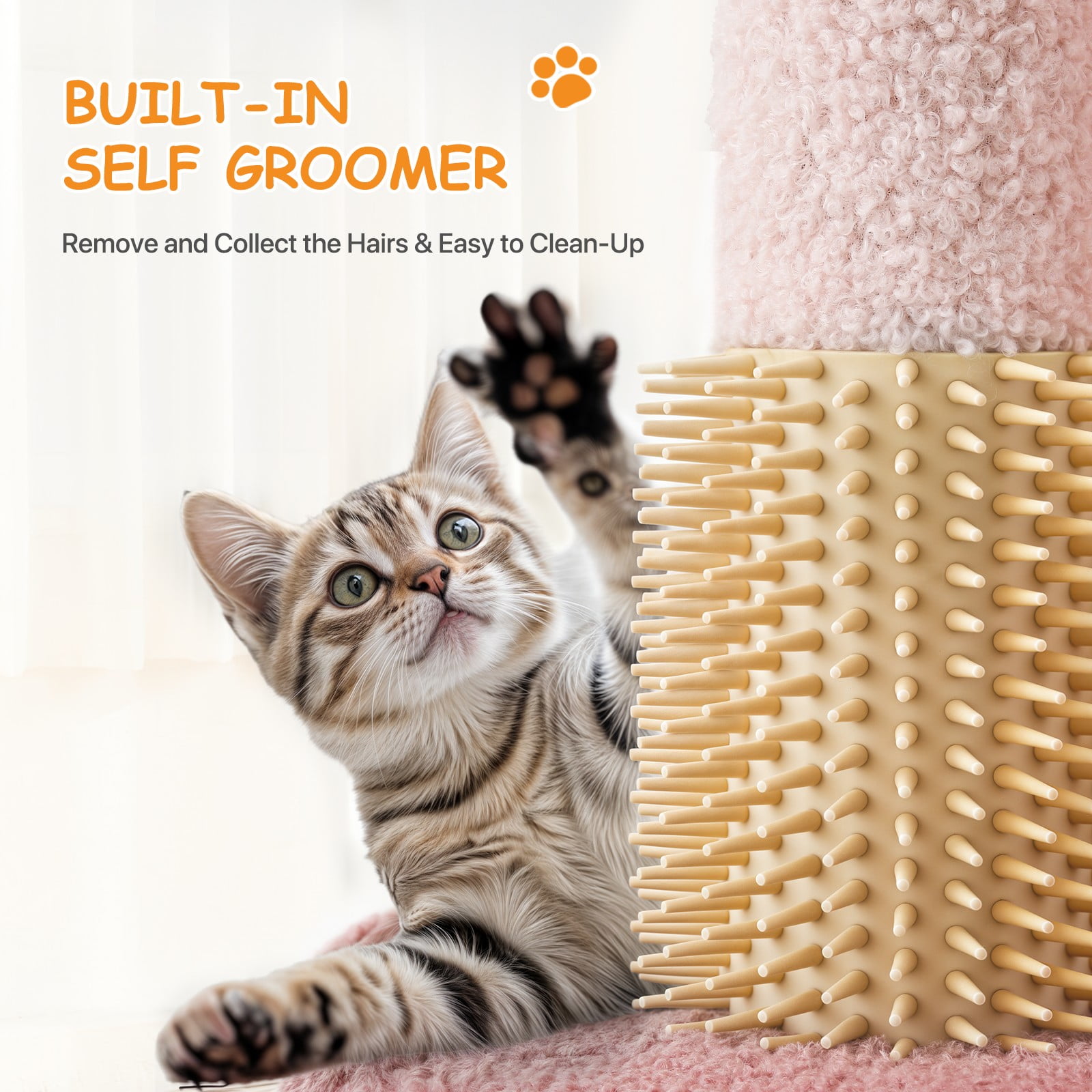 OSM 33-inch Floral Cat Tree for Indoor Cats, Compact Cat Tower with Scratching Posts, Cozy Condo, Flower Perch & Dangling Toys for Kittens & Small Cats, Pink