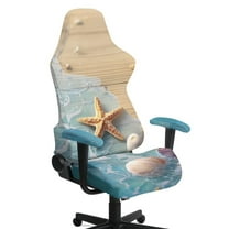 Xoenoiee Beach Starfish Seashell Conch Wood Print Gaming Chair Covers Slipcovers, Stretchable Elastic Computer Reclining Gaming Chair Seat Cover with Armrest Cover (No Chairs)