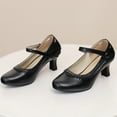 thumbnail image 5 of Heels for Women, Women's Retro Round Toe Mary Janes Ankle Strap High Block Heel Dress Shoes For Women Comfortable Party Wedding Heels(g Black,36.00), 5 of 5