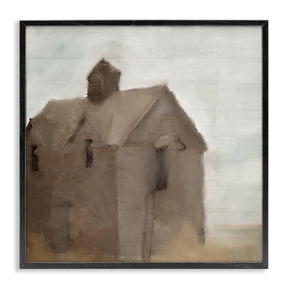 Stupell Industries Farmhouse Rustic Painterly Brown Barn Rural Farmland Black Framed Giclee Art, 12 x 12, by Kim Allen