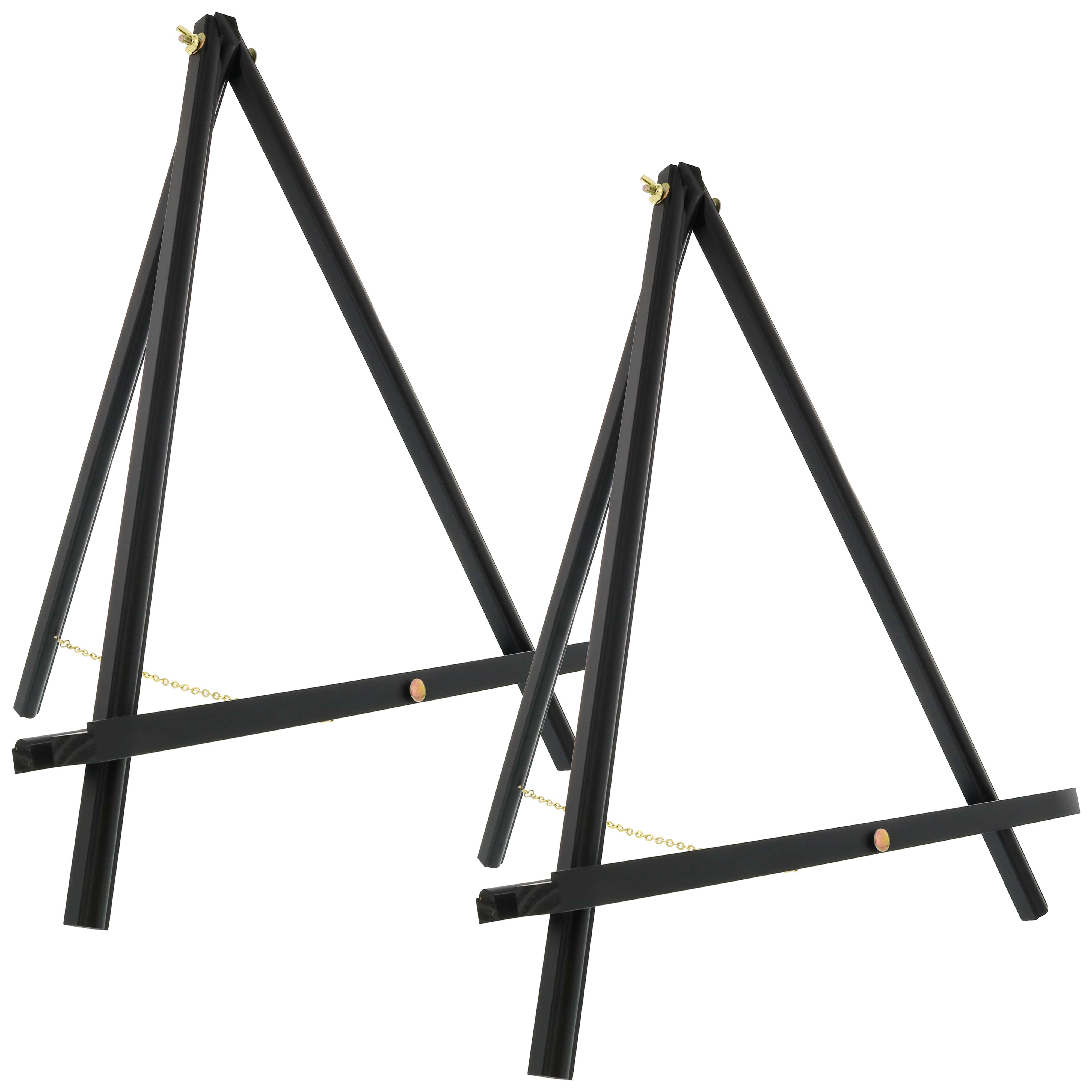 U.S. Art Supply 20" Black Wood Display Stand A-Frame Artist Easel (Pack of 2) - Adjustable Wooden Tripod Tabletop Holder