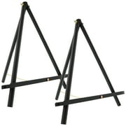 U.S. Art Supply 20" Black Wood Display Stand A-Frame Artist Easel (Pack of 2) - Adjustable Wooden Tripod Tabletop Holder