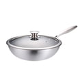 thumbnail image 1 of Wok de acero inoxidable con forma de panal, sartén antiadherente con forma de panal de pantalla completa, wok de fondo plano grueso para el hogar, 1 of 5